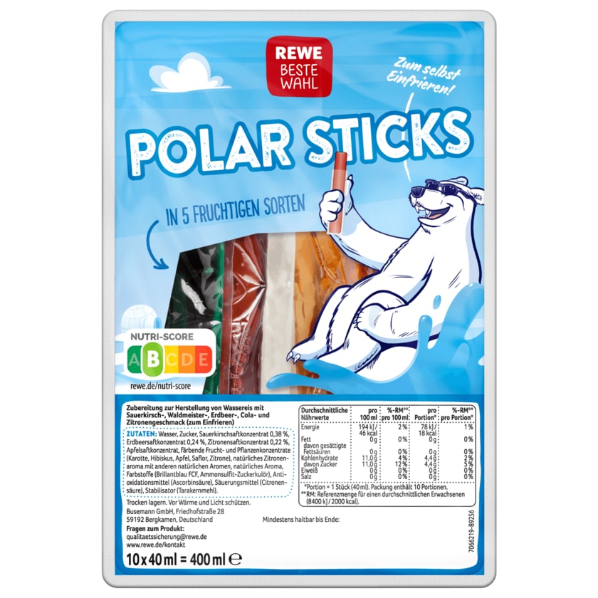 REWE Beste Wahl Wassereis Polar Sticks 10x40ml
